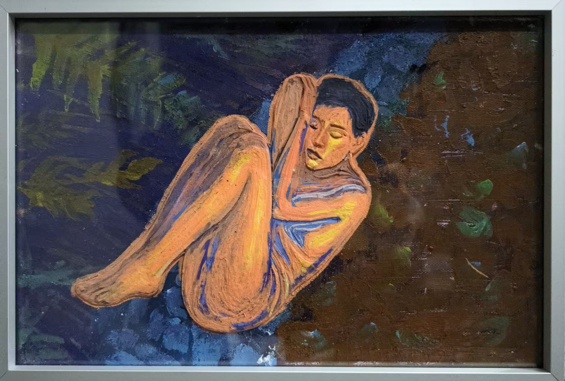 Mixed-media artwork: a winged figure
